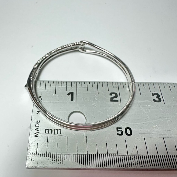 Kate Spade NY Get Connected Bangle Bracelet Silver Color Metal Pave Rhinestone - Picture 15 of 16